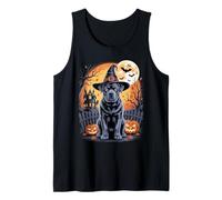 Cane Corso Halloween Miedo Perro Bruja Luna Camiseta sin Mangas