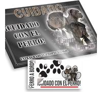 "Cane Corso macho Cuidado con el Perro Señal 29x18cm - Diseño Antracita Dibond con Pegatina Coche Premium 20x5cm"