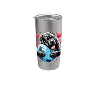Cane Corso Perro Día de la Tierra Abrazo Amor Dueño Abrazando Amante Planeta Vaso térmico de acero inoxidable de doble pared