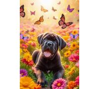 Cane Corso Puppy in a field of colorful flowers Notebook - Large 6 x 9 inches - 127 Pages