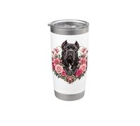 Cane Corso Retrato De Perro Con Rosa Y Huella De Pie Corazón Vaso térmico de acero inoxidable de doble pared