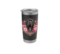 Cane Corso Retrato De Perro Con Rosa Y Huella De Pie Corazón Vaso térmico de acero inoxidable de doble pared