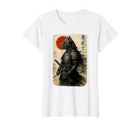 Cane Corso Warrior Ukiyo Obra de Arte Japonesa Dog Samurai Camiseta gráfica económica, Mujer, Blanco, S