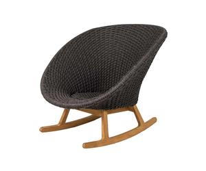 Cane-line Silla mecedora Peacock Dark grey. Cane-Line soft rope. teak