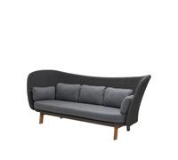 Cane-line Sofá de 3 plazas Peacock Wing Cane-Line Natté dark grey. incl. cojines grises. patas de teca