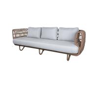 Cane-line Sofá Nest 3 plazas weave Natural. Cane-Line Natté light grey
