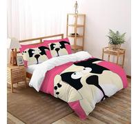 Cane Rosa Funda De Edredón 3 Piezas 3D Impresa Comic Farm Animals con 2 Fundas De Almohada Double（200x200cm） 100% Microfibra Juego De Cama para para Adultos Y Niñas