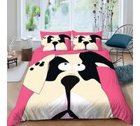 Cane Rosa Funda Edredon 3 Piezas con Impresión En 3D Comic Farm Animals con Funda Almohada King（220x240cm） 100% Microfibra Juego De Cama para para Adultos Y Niñas