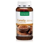 Canela con cromo y zinc | 180 Cápsulas para Niveles normales de glucosa y metabolismo de hidratos de carbono | Solo 2 Cápsulas al día con 200 mg extracto canela (equivalente a 2000 mg)