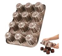 Canele Molds Molde de Canele antiadherente de 12 cavidades, moldes para hornear de acero al carbono, bandeja para hornear de 13, 8x10 pulgadas para pastel de muffins de pan Canneles, decoración