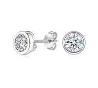 Cangall Pendientes de tuerca de plata para mujer, aretes de tuerca de plata de ley 925 con circonita cúbica AAAAA, delicados aretes de cartílago pequeños de 5 mm y 6 mm, aretes de circonita cúbica de