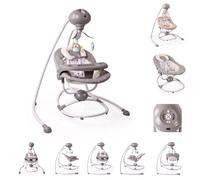 Cangaroo Baby bouncer Woodsy 2 en 1, Mando a distancia, 12 melodías, Temporizador, 5 niveles, Móvil, color:gris