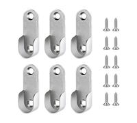 CANGCANG 6PCS Soporte Lateral para Barra de Armario Oval, armario ovalado de aleación de zinc, rieles colgantes, barra con 10 tornillos, soporte de brida para armario de 16 mm/0,6