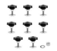 CANGCANG 8 Piezas Adaptador de Pista en T M8 x 35 mm,Thule T Track Tornos,Tornos de soporte de techo de acero inoxidable con tornillos, tuercas y arandelas, bloques deslizantes cuadrados de para sopo