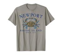Cangrejo Azul de Newport Rhode Island Desde 1639, arqueado, Azul Marino Camiseta