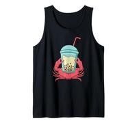 Cangrejo con té Boba Kawaii Lindo Divertido Camiseta sin Mangas