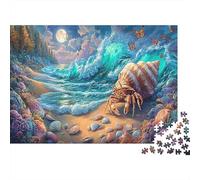 Cangrejo Ermita en la Playa iluminada por la Luna Rompecabezas 1000 Piezas Adultos - Vida Silvestre Puzzle, Regalo, Juego Familiar, Decoración del Hogar 70x50cm/1000pcs