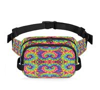 Cangurera abstracta colorida de teñido anudado para hombres y mujeres, bolsa de cintura cuadrada de viaje impermeable, cinturón de pecho cruzado, bolsa de hombro para viajes, senderismo, ciclismo,