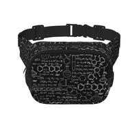 Cangurera abstracta con cremallera 3D con ilustración científica y química, bolsas cruzadas con correa ajustable para correr, ciclismo, Black, Talla única