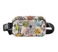 Cangurera abstracta de color beige soldado para mujer, impermeable, con cinturón, bonita riñonera de viaje para hombres, beige soldado abstracto, 8 x 5.3 x 2.3 pulgadas, divertido y lindo, beige