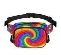 Cangurera abstracta en espiral arcoíris para hombres y mujeres, bolsa de cintura cuadrada de viaje impermeable, cinturón de pecho cruzado, bolsa de hombro para viajes, senderismo, ciclismo, correr,
