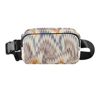 Cangurera abstracta en zigzag naranja impermeable para mujer, antirrobo, riñonera cruzada para senderismo, zigzag naranja, 8 x 5.3 x 2.3 pulgadas, divertida y linda, naranja abstracta en zigzag, 8 x