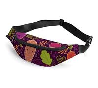 Cangurera colorida abstracta de cebra, bolsa de cintura deportiva para niños adultos para hombres y mujeres, Lindo patrón de verduras de raíz feliz, Talla única, Riñonera