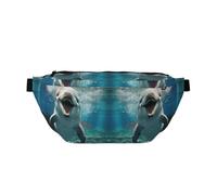 Cangurera cruzada divertida con estampado de delfines y correa ajustable para viajar, correr, senderismo