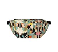 Cangurera cruzada grande con diseño de gato de arte moderno de mediados de siglo, regalos para disfrutar de deportes, festivales, entrenamiento, viajes, correr, casual, color negro, talla única,