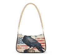 Cangurera cruzada vintage con diseño de bandera americana y cuervo y caw para el día de la madre