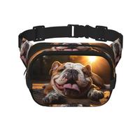 Cangurera divertida con estampado de bulldog inglés para mujeres y hombres, con correa ajustable para viajes, senderismo, ciclismo