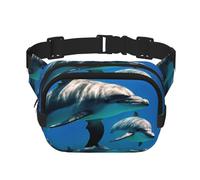 Cangurera divertida con estampado de delfín animal para mujeres y hombres, con correa ajustable para viajes, senderismo, ciclismo