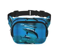 Cangurera divertida con estampado de delfín animal para mujeres y hombres, con correa ajustable para viajes, senderismo, ciclismo