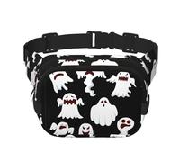 Cangurera divertida con estampado de fantasma blanco para mujeres y hombres, con correa ajustable para viajes, senderismo, ciclismo