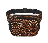 Cangurera divertida con estampado de granos de café tostados con extensor para hombres y mujeres, riñonera con bolsillos con cremallera, Negro -, Talla única