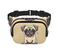 Cangurera divertida para mujer, diseño de carlino de carlino y cachorros, riñonera para uso diario, viajes, al aire libre, correr, caza, para adultos, Negro -, Talla única