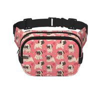 Cangurera grande con estampado de carlino y caricatura divertida para mujer, bonita riñonera cruzada a la moda, Negro -, Talla única