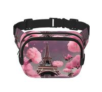 Cangurera grande con estampado floral de la Torre Eiffel de Paris Street para mujer, bonita riñonera cruzada a la moda, Negro -, Talla única