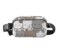 Cangurera impermeable para mujer, bonita riñonera con diseño de gatos guiñando, color marrón, 8 x 5.3 x 2.3 pulgadas, divertido y lindo, gatos guiñando marrones, 8 x 5.3 x 2.3 pulgadas, divertida y