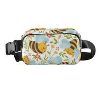 Cangurera impermeable para mujer, diseño floral de abeja, color amarillo de abeja floral 1, 8 x 5.3 x 2.3 pulgadas, lindo y divertido color amarillo abeja floral 1, 8 x 5.3 x 2.3 pulgadas, divertida y