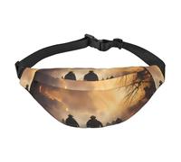 Cangurera ligera para correr, senderismo, bomberos que combaten incendios, estampado de cintura grande para entrenamiento, viajes, negro, talla única, deportes, negro, talla única, deportes, Black