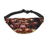 Cangurera ligera para correr, senderismo, estampado de albóndigas locas, riñonera grande para entrenamiento, viajes, color negro, talla única, deportes, Black, Talla única, Deportivo