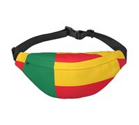 Cangurera ligera para correr, senderismo, estampado de bandera de Benin, riñonera grande para entrenamiento, viajes, color negro, talla única, deportes, Black, Talla única, Deportivo