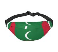Cangurera ligera para correr, senderismo, estampado de bandera de Maldivas, riñonera grande para entrenamiento, viajes, color negro, talla única, deportes, Negro, One Size, Deportes