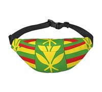 Cangurera ligera para correr, senderismo, estampado de bandera hawaiana nativa, riñonera grande para entrenamiento, viajes, negro, talla única, deportes, negro, talla única, deportes, Black, Talla