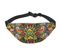 Cangurera ligera para correr, senderismo, estampado de estilo mexicano, riñonera grande para entrenamiento, viajes, color negro, talla única, deportes, Black, Talla única, Deportivo