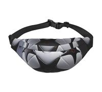 Cangurera ligera para correr, senderismo, estampado de fútbol negro y blanco, riñonera grande para entrenamiento, viajes, negro, talla única, deportes, negro, talla única, deportes, Black, Talla única