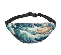 Cangurera ligera para correr, senderismo, estampado de gaviotas, velero, gaviota, riñonera grande para entrenamiento, viajes, color negro, talla única, deportes, negro, talla única, deportes, Black