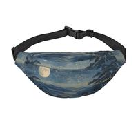 Cangurera ligera para correr, senderismo, estampado nocturno tranquilo, riñonera grande para entrenamiento, viajes, color negro, talla única, deportes, negro, talla única, deportes, Black, Talla única