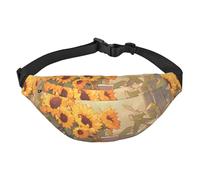 Cangurera ligera para correr, senderismo, girasoles junto al alféizar de la ventana, riñonera grande para entrenamiento, viajes, negro, talla única, deportes, negro, talla única, deportes, Black